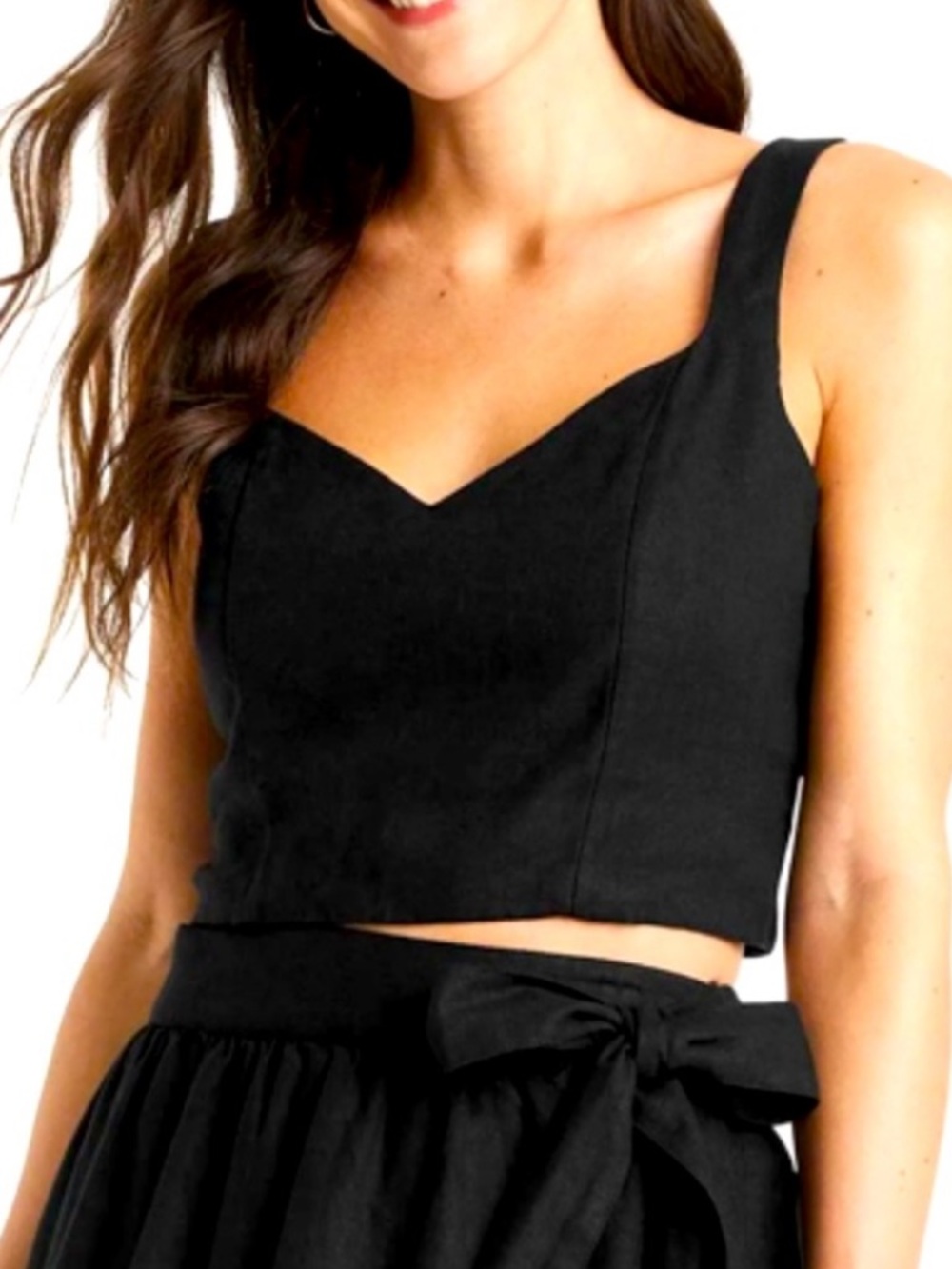 A New Day chic Woman's Black Linen Blend Cropped Tank Top L